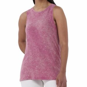 TIME AND TRU Pink Mineral Washed High Neck Tank Top